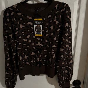 Express Brown Leopard Cardigan